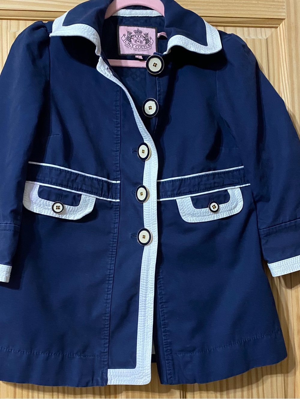 Juicy Couture y2k Navy swing jacket  with White Trim
